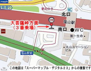 イラスト:塩山駅バス停の地図