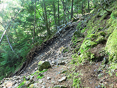 写真:登山道の崩壊場所